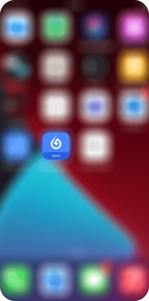 A smartphone home screen with the Solarman Smart app icon highlighted
